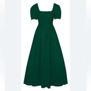 GREEN Square Neck Maxi Dress M NWOT